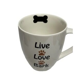LIVE LOVE BARK Coffee Mug Cup Dog Lovers Dog Bone Inside Cute Paw Prints